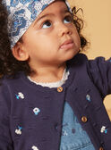 Cardigan blu navy strutturato con fiori ricamati LACORRINE / 24H1BFJ2CAR070