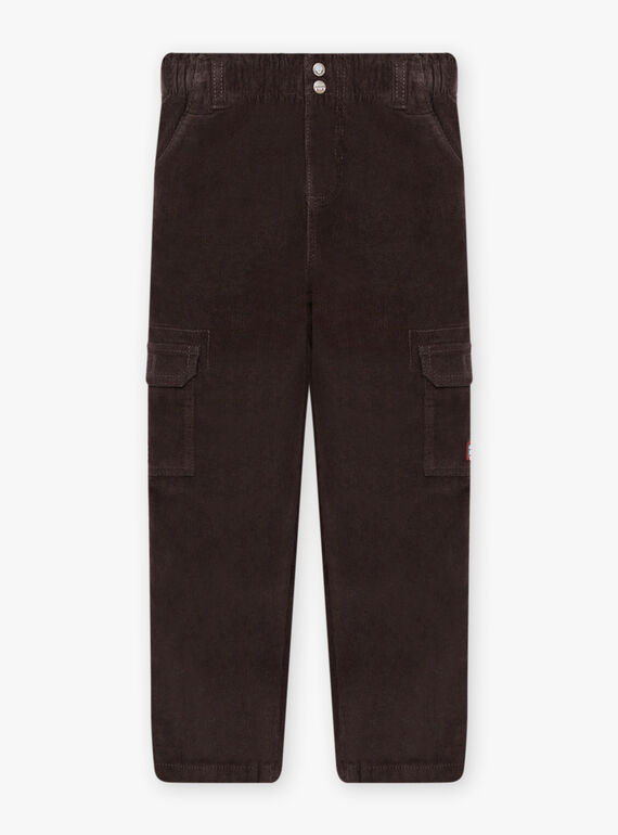Pantaloni multitasche neri in velluto bambino BOROAGE / 21H3PGO2PAN814