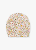 Berretto nascita ecrù e rosa con stampa a fiori LOA / 24H0AF11BON001