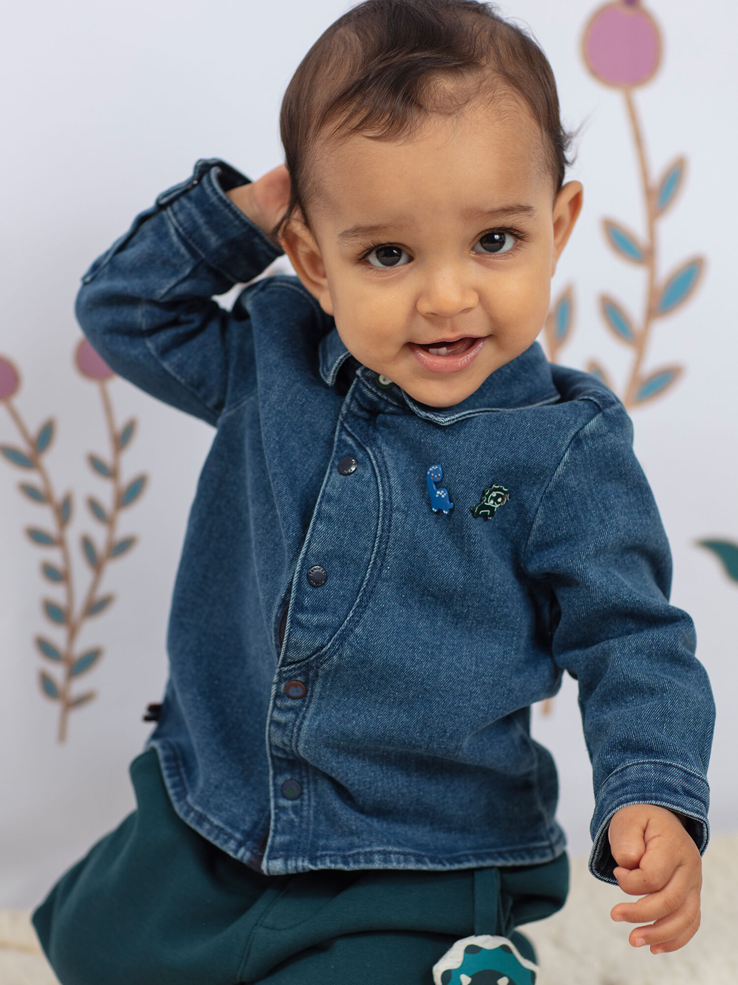 Camicia in jeans blu neonato