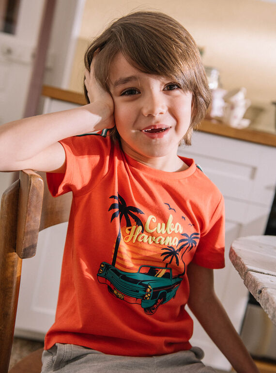 T-shirt rossa motivo spiaggia bambino COACAGE / 22E3PGM1TMC506