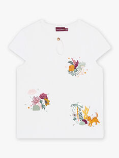 T-shirt ecrù con stampa a fiori bambina COBETTE / 22E2PF93TMC001
