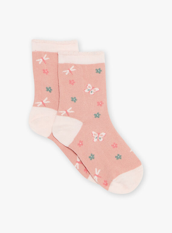 Calzini rosa con farfalla in Jacquard FISOZETTE / 23E4PFD1SOQD318