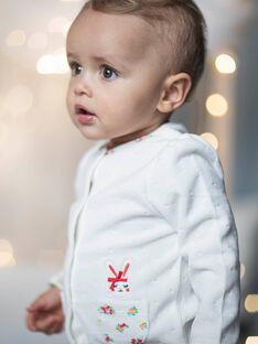 Completo pigiama T-shirt e pantaloni in velluto ecrù a fiori con stampa coniglietti neonata CEDIVINE / 22E5BF41PYJ001