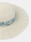 Cappello di Paglia con Nastro Stampato Floreale Sabbia 