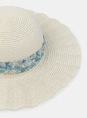 Cappello di Paglia con Nastro Stampato Floreale Sabbia KLIBYETTE / 24E4PFR1CHA808