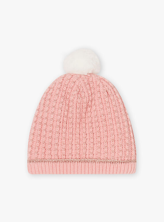 Berretto in maglia fantasia rosa chiaro bambina BLODAETTE / 21H4PFD1BOND300