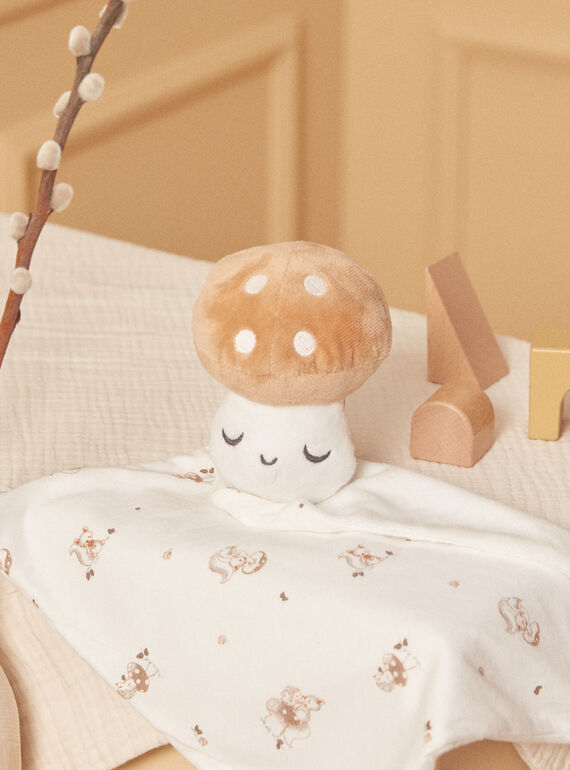 Peluche doudou nascita ecrù con stampa animali della foresta LONZO / 24H0AM22JOU001