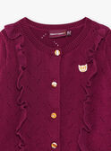 Cardigan viola in maglia fantasia con dettagli volant neonata CAIRENE / 22E1BF92CAR708