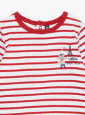 Body T-shirt ecrù e rosso con stampa a righe GAILIO / 23H1BGD1BOD410