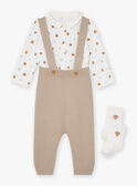 Set pantaloni, body e calze beige e bianco LONDON / 24H0CM11ENS007