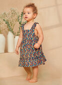Abito navy con stampa fiori e pesci multicolore in popeline KAZAZIE / 24E1BFS2ROB718