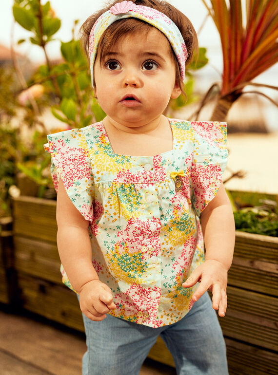 Blusa in raso di cotone con stampa a fiori neonata CASABRINA / 22E1BFN1CHE811