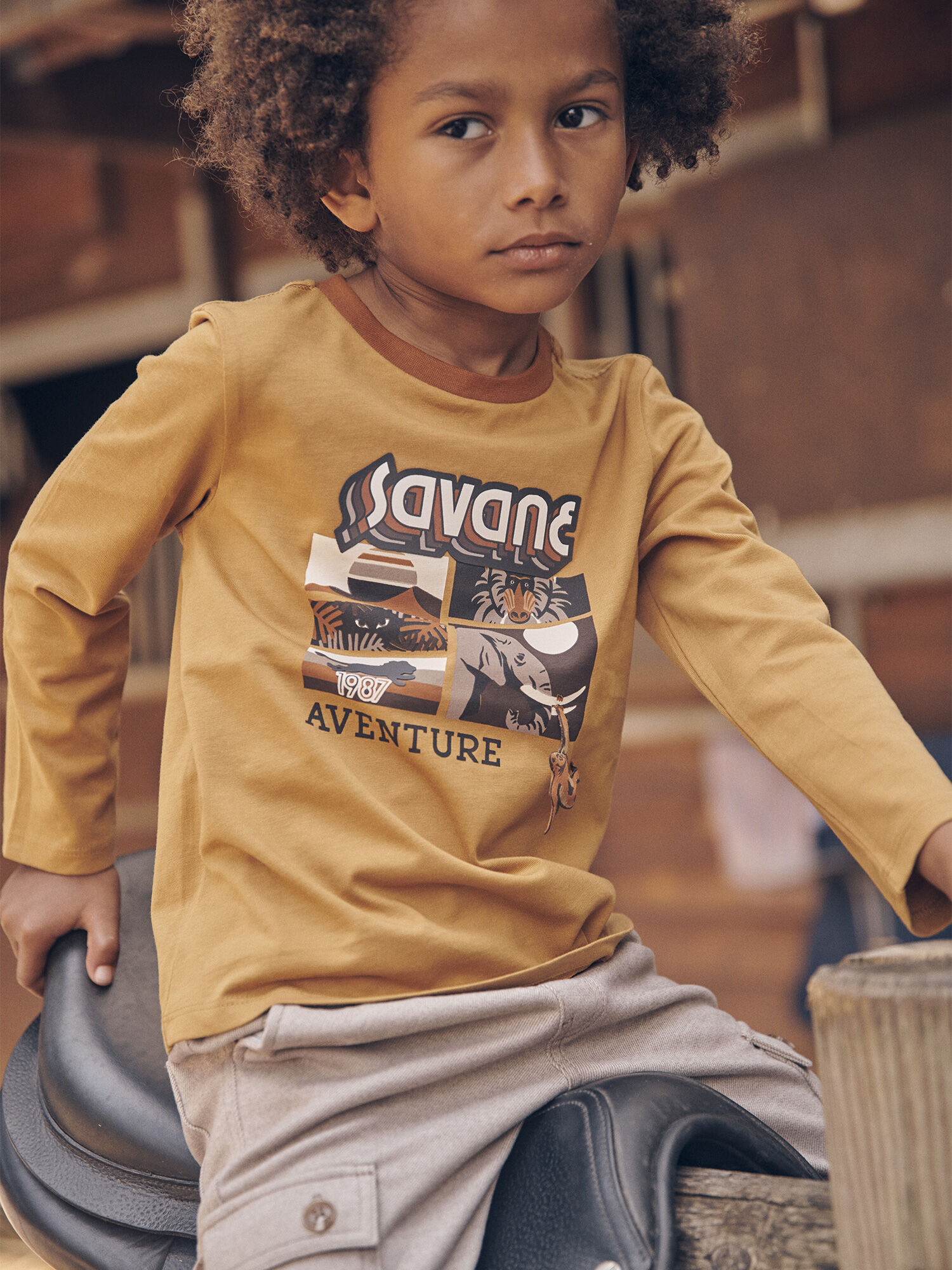 T shirt shop marrone bambino