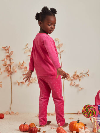 Set pigiama rosa fosforescente motivo Halloween e sacchetto abbinato bambina BEBOUETTE / 21H5PFH1PYJD331