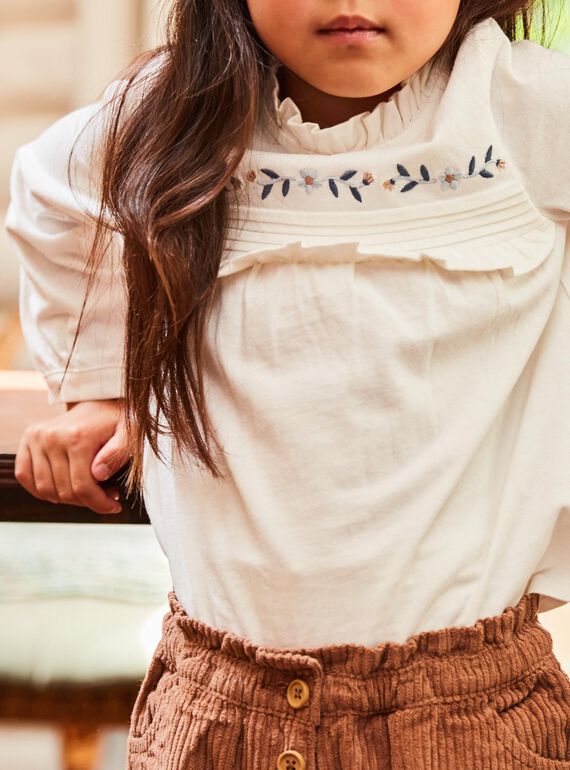 T-shirt ecrù con volant DIACHETTE / 22H2PFY3TML001