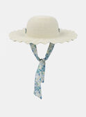 Cappello di Paglia con Nastro Stampato Floreale Sabbia KLIBYETTE / 24E4PFR1CHA808