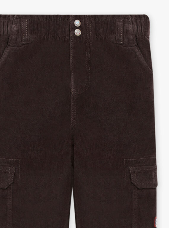 Pantaloni multitasche neri in velluto bambino BOROAGE / 21H3PGO2PAN814