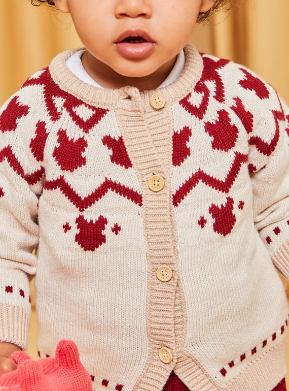 Cardigan rosso e beige DAPIERRE / 22H1BGX1GILF512