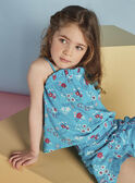 Canottiera turchese con stampa a fiori e tartarughe bambina CAUDEBETTE 2 / 22E2PFT2DEB202