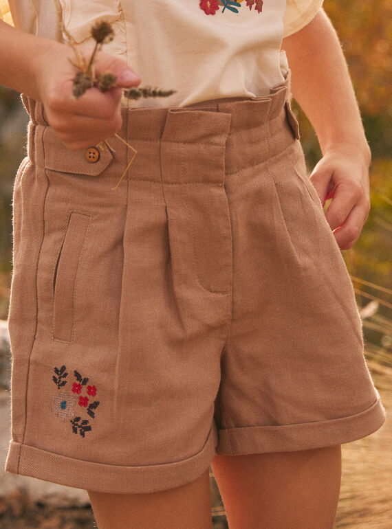 Shorts beige ricamati con pinces KISHORETTE / 24E2PFC1SHO804