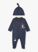 Completo blu notte tutina e berretto in tessuto felpato  ZEBERNIE / 21E5BGH2GRE705