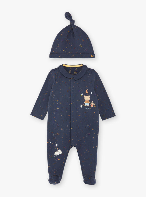 Completo blu notte tutina e berretto in tessuto felpato  ZEBERNIE / 21E5BGH2GRE705