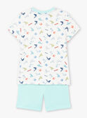 Completo da spiaggia ecrù e celeste t-shirt e shorts bambino ZIPALAGE4 / 21E3PGQ3ENS001
