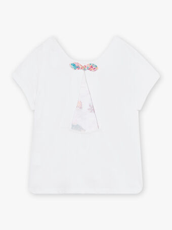 T-shirt ecrù dettaglio fiocco con stampa sul retro bambina CIETIETTE / 22E2PFV1TMC001
