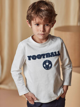 T-shirt ecrù e navy calcio bambino CAXUAGE2 / 22E3PGF3TML001