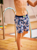 Shorts bagno blu con stampa foglie bambino CYSHORTAGE / 22E4PGO6MAI622