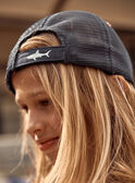 Cappellino blu con stampa squali FLYTOAGE / 23E4PGR1CHAC226