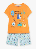Pigiama arancione e blu con motivi mostri bambino CAMONAGE / 22E5PG56PYJ400