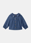 Camicia in jeans blu con collo con volant LACARINE / 24H1BFJ1CHEP274
