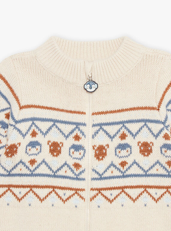 Cardigan a jacquard animali e motivi fantasia beige DASICHARD / 22H1BGY1GILA001