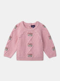 Maglione a trecce a fiori rosa pallido LANINA / 24H1BFQ1PULD329