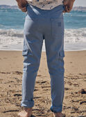 Pantaloni cargo slim blu satinato LESLIMAGE / 24H3PGJ1PANC206