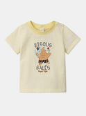T-shirt in jersey ecrù e arancione con stampa a righe e motivi animali marini pastello KAYVAN / 24E1BGS1TEEB116