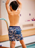 Shorts bagno blu con stampa foglie bambino CYSHORTAGE / 22E4PGO6MAI622