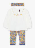Camicia écru, leggings e fascia blu navy con stampa a fiori 23E1BF81ENS001