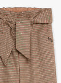 Pantaloni marroni in twill con stampa pied-de-poule GLIPAETTE / 23H2PFR1PANI820