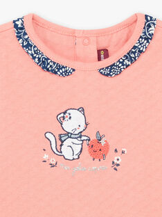 T-shirt collo con volant con stampa rosa corallo neonata BAKAVI / 21H1BFL1TEE415