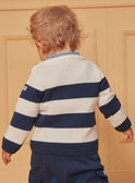 Pullover blu e bianco con stampa a righe LADAEL / 24H1BGJ1PUL001