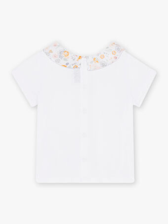 T-shirt ecrù con colletto con stampa a fiori neonata CYALICE / 22E1BF11BRA001