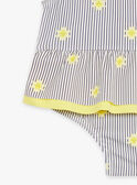 Costume intero navy e giallo con stampa a righe e soli FITINA / 23E4BFM2MAIA001