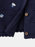 Cardigan blu navy strutturato con fiori ricamati LACORRINE / 24H1BFJ2CAR070