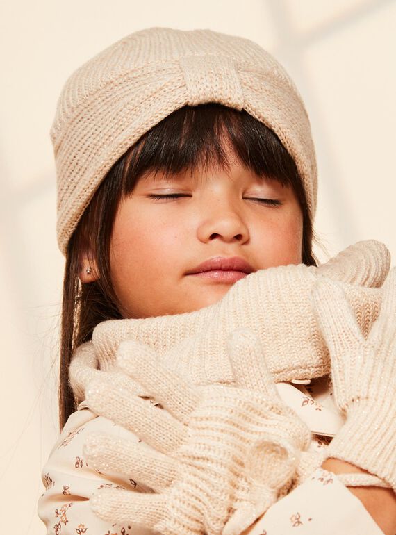 Berretto beige in maglia FRABONETTE / 23E4PF51BON808