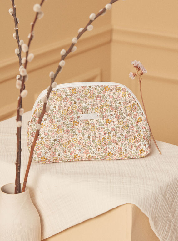 Trousse ecrù e rosa in popeline con stampa a fiori LOLA / 24H0AF11ACD001