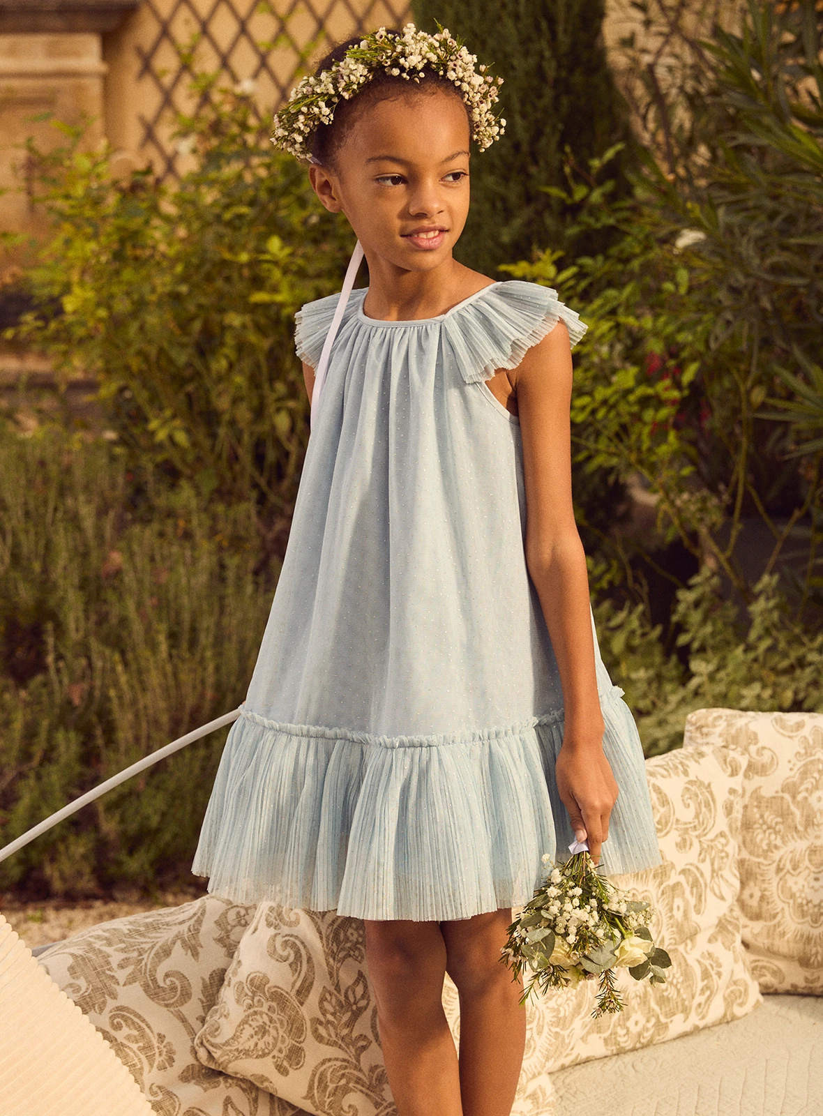 Sergent Major - Collezione Cerimonia : Abito celeste in tulle con paillettes