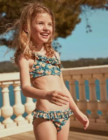 Sergent Major - Maillot de bain 2 pièces vert émeraude à imprimé clémentine